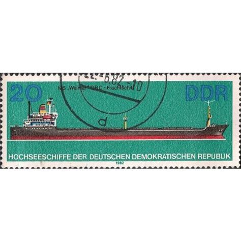 Ddr Ships Ms Weimar Obc Frachtschiff Blue Green 1982 20pf On