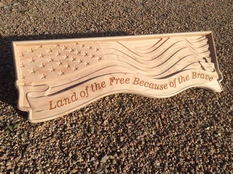 Land Of The Free American Flag Cnc Craved From Cherry Cnc Router