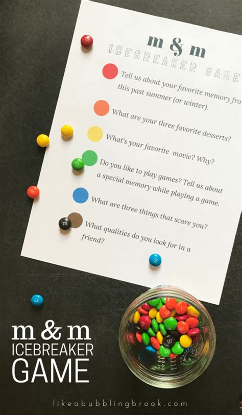 In these games students describe words to each question in a topic category is worth a different number of points; M&M Game Printable: Get To Know You Games Icebreaker ...