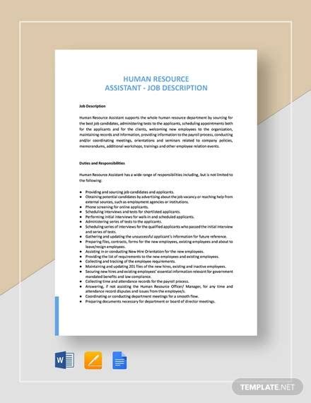 6 experience proven experience of working in a busy office in a hr environment, during which the following experience will have been gained: FREE 11+ Sample Human Resources Job Description Templates ...