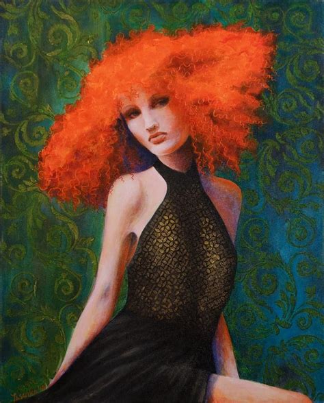 Giclee Empowered Red Haired Woman Art Print Redhead Modern Etsy In Red Curly Hair Red