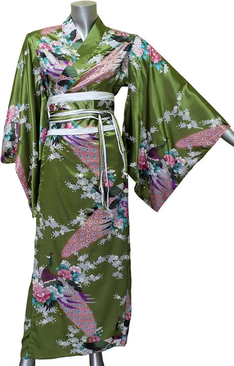 Long Yukata Japanese Kimono Womens Satin Silk Robe Gown Dress S To L