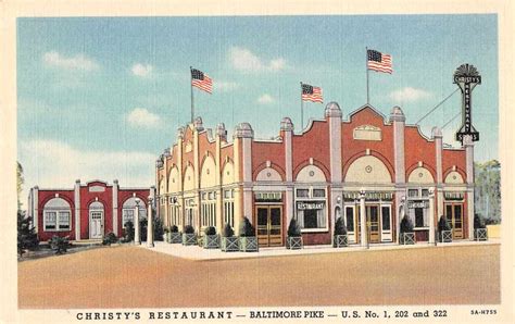 Glen Mills Pennsylvania Baltimore Pike Christys Restaurant Postcard