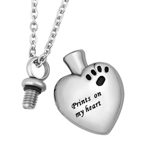Luckyjewelry Pet Memorial Urn Necklace Dog Cat Paw On My