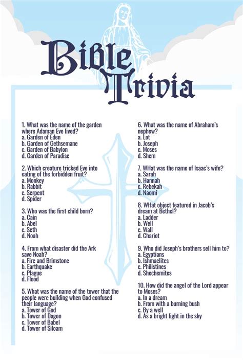 Printable Bible Trivia Questions With Answers