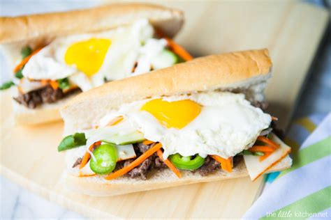 Lemongrass Beef Banh Mi With Fried Egg On Top