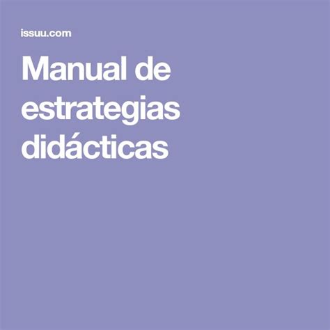 Manual De Estrategias Didácticas Didactico Estrategias De