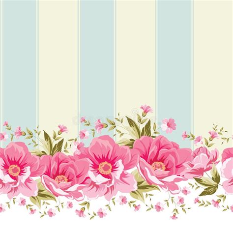 Ornate Pink Flower Border With Tile Stock Vector Illustration Of