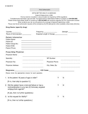 Aetna's network is made up of 1.2 million health care professionals, 700,000 primary care doctors and specialists and over 5,700 hospitals. Fillable Online 01/26/2015 Prior Authorization AETNA ...