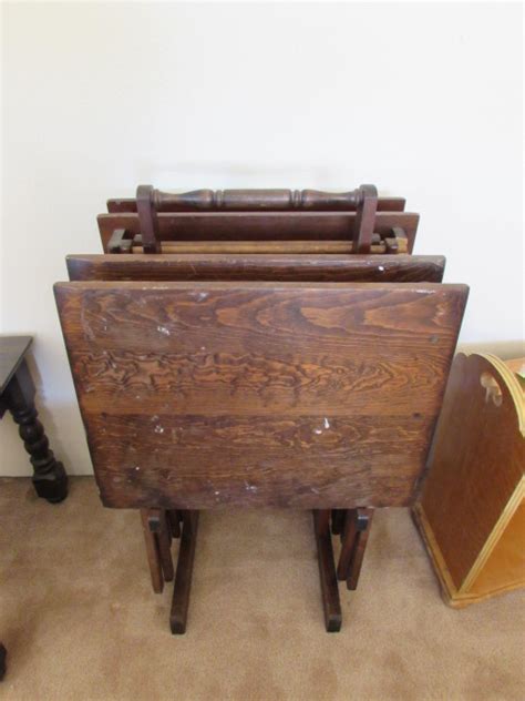 Shop wayfair for the best vintage tv stand. Lot Detail - VINTAGE WOOD TV TRAYS WITH STAND