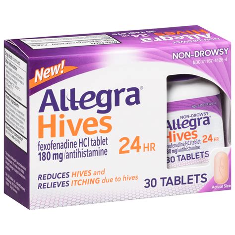 Allegra Hives 24 Hr 180 Mg Tablets 30 Each Delivery Or Pickup Near