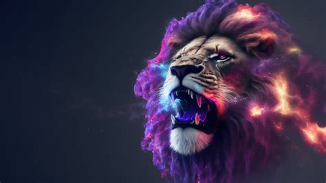 Lion Roar Colorful Art 4k 6141k Wallpaper Pc Desktop