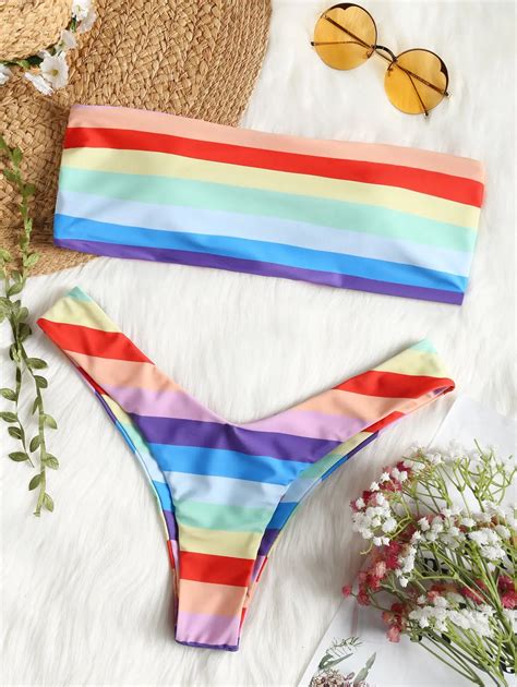 Rainbow Stripe Bikini Set Bikinis Rainbow Swimsuit My Xxx Hot Girl