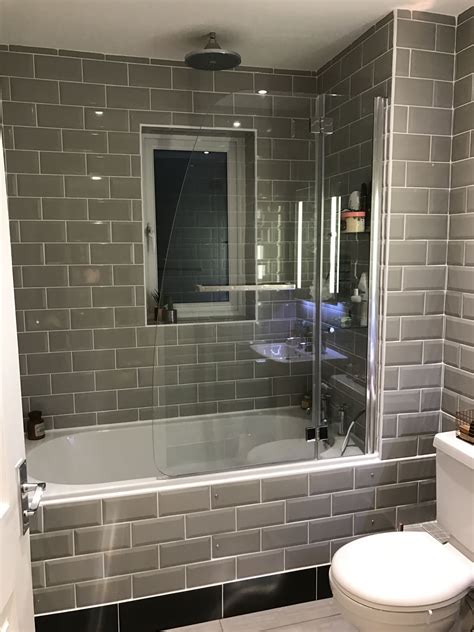 Total length including wax thermostat: My new bathroom, grey subway tiles, shower screen from ...