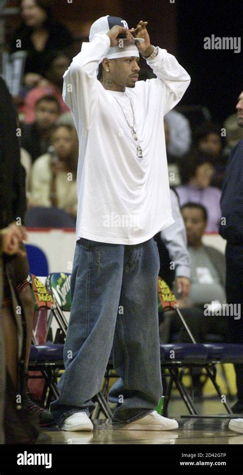 Philadelphia 76ers Allen Iverson Stands By The Sixers Bench Area At Mci