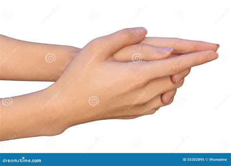Interlocked Fingers Of Two Male Hands On Blue Background Royalty Free