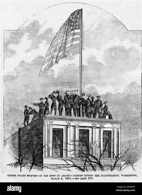 Untied States Soldiers On The Roof Of Adams Express During President Abraham Lincolns