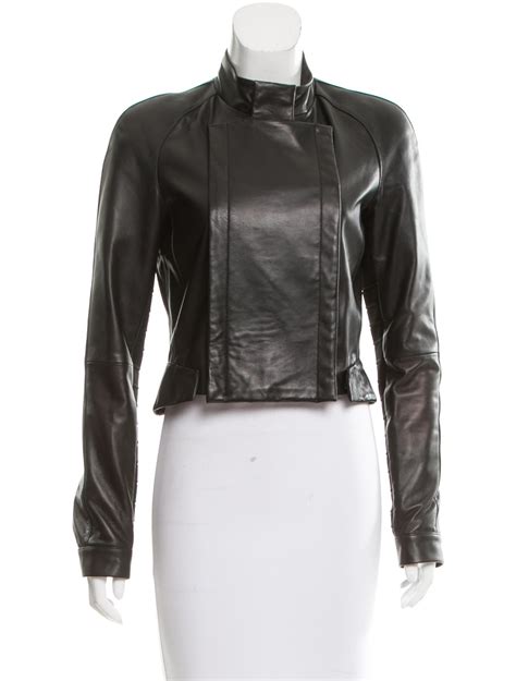Herve Leger Aaliyah Leather Jacket Clothing Hev28190 The Realreal