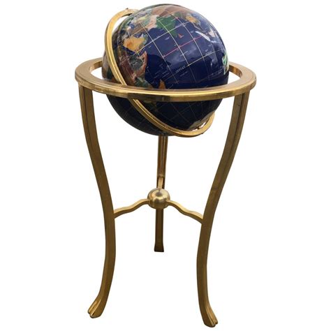 Midcentury Lapis World Globe On Brass Stand At 1stdibs Lapis Globe On