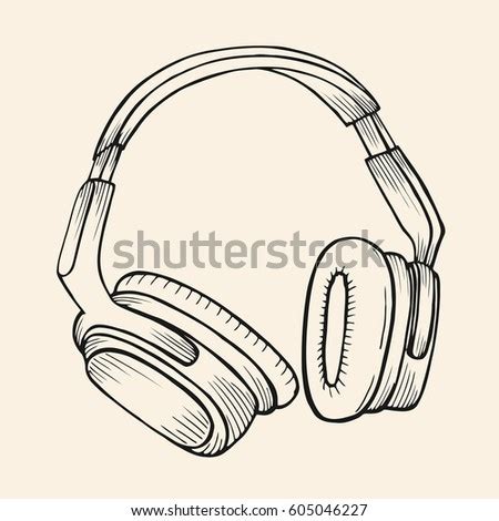 Doodle Style Headphones Vector Illustration Musical Stock Vector