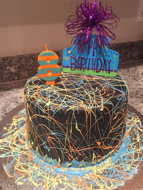 Neon Splatter Cake For Glow In The Dark Party Splatter Cake Cake