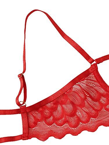 Sweatyrocks Womens Sexy Lace Cut Out Lingerie Set 2 Piece Underwire Bra And Panty Red Xl
