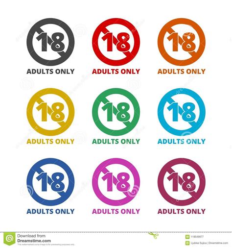 adults only content icon vector xxx sign color icons set stock vector illustration of sign