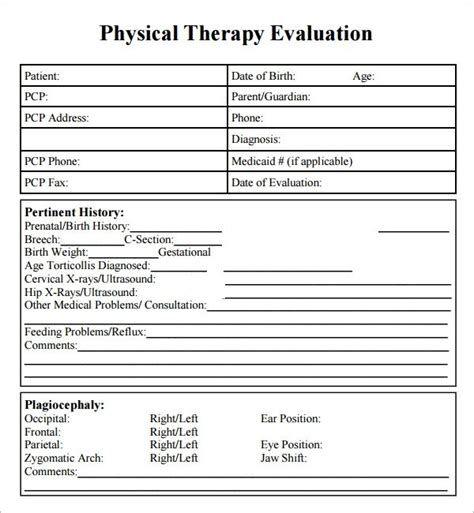 Physical Therapy Initial Evaluation Form Besttemplatess Besttemplatess