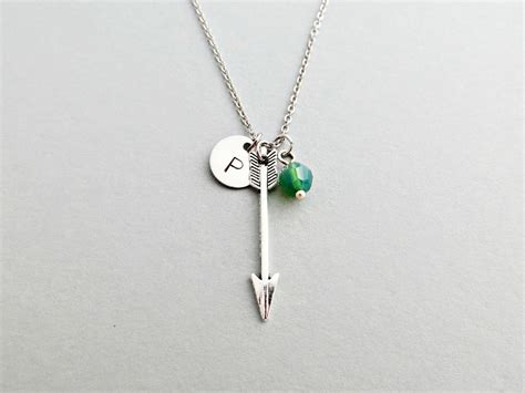 Arrow Necklace With Personalized Initial Silver Arrow Charm Etsy