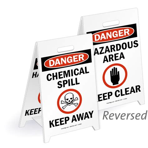 Danger Chemical Spill Reversible Fold Ups Floor Sign Sku S 6581