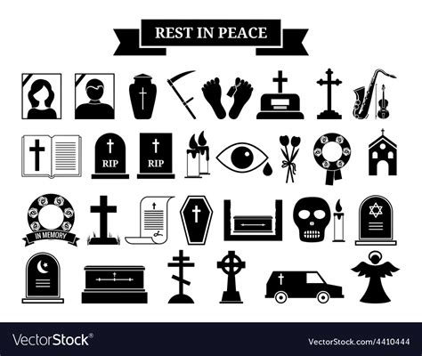 Funeral Icons Royalty Free Vector Image Vectorstock