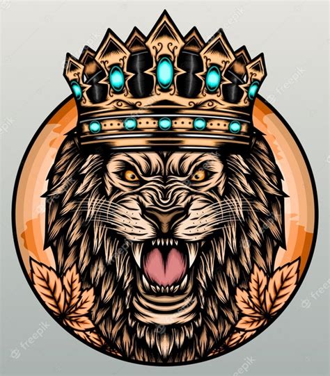 Premium Vector Roaring Lion With Crown