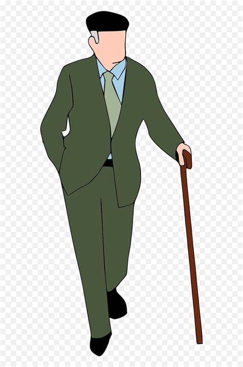 Old Man Walking Suit Tie Old Man Png Vector Emojiold Man With Cane