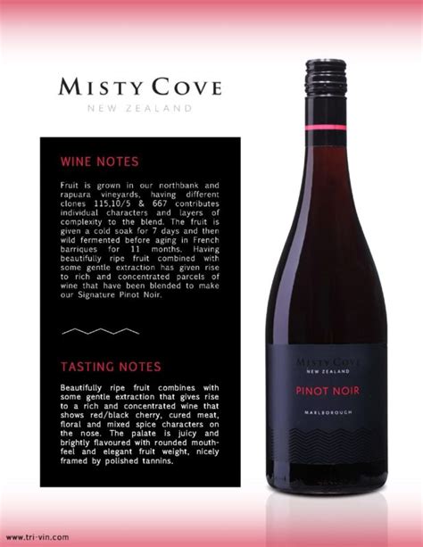 Misty Cove Pinot Noir 18ts Tri Vin Imports Inc Wines