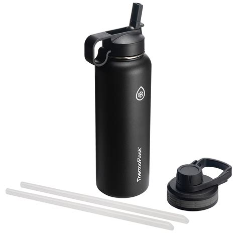 Thermoflask Stainless Steel Water Bottle With Chug And Straw Lid 40oz