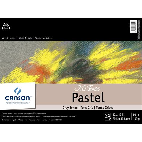 Canson Mi Teintes Pastels Paper Pad 12x16 Gray Tones 24 Sheets