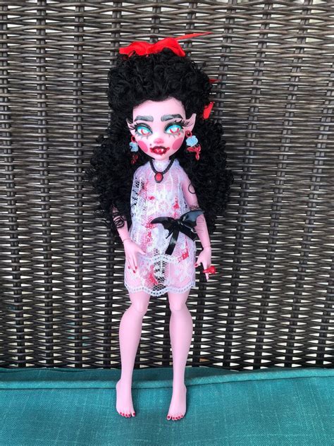 Draculaura Repaint Reroot Vampire Ooak Doll Custom Handmade Art Doll