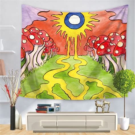 Abstract Art Tapestry Magic Mushroom Psychedelic Trippy Wall Etsy