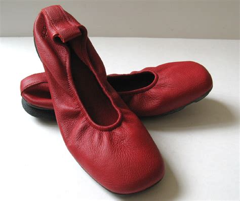 Arche Red Leather Ballet Flats Womens Size 9
