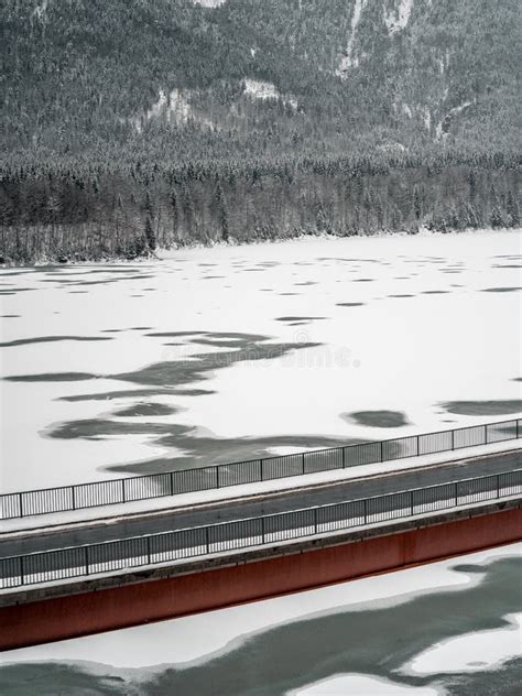 Lake Sylvenstein And Bridge In The Alps Of Bavaria In Winter Germany
