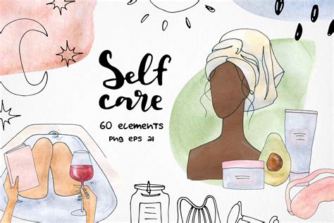Watercolor Self Care Clipart Afro Girl Beauty Clip Art Healthy Etsy