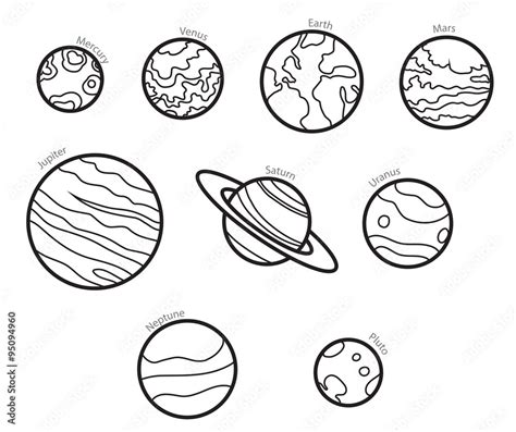 Vector Line Solar System Planets A Line Image Of The Planets Of The