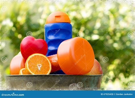 Healthy Eating And Physical Activity To Health Stock Photo Image Of