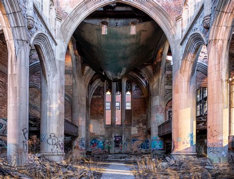 Photo Taken At Sunset Inside The Abandoned City Methodist Church In