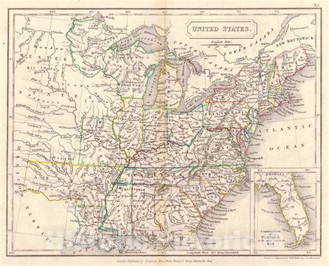 Historic Map 1820 United States Vintage Wall Art Historic Pictoric