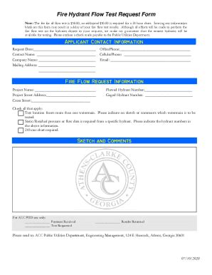Fillable Online Fire Hydrant Flow Test Request Form Applicant Contact Information Fax Email