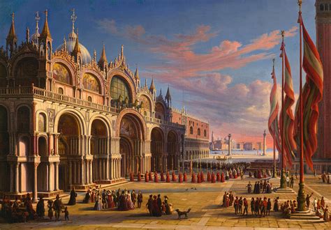 Piazza Di San Marco Venice Painting By Carl Ludwig Rundt