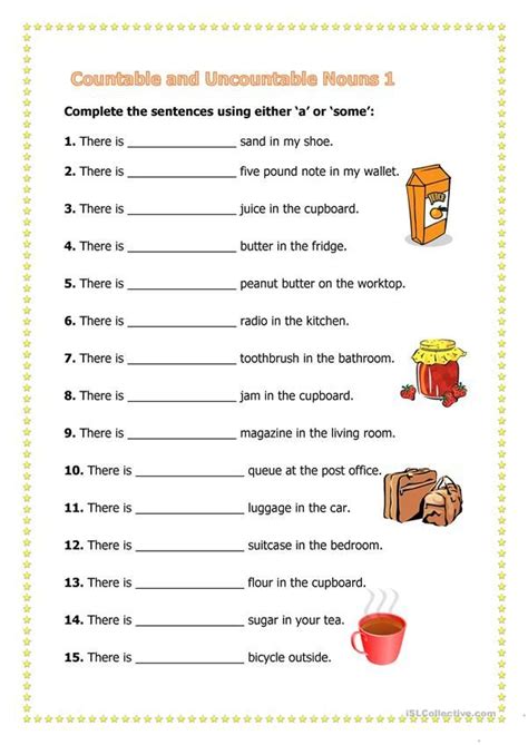 Countable And Uncountable Nouns Worksheet For Grade 2 Advance Worksheet