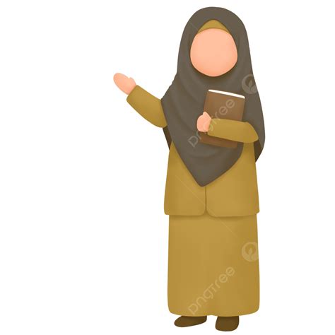 Illustration Of A Muslim Teacher Wearing Hijab Cartoon Muslim Teacher Headscarf Png