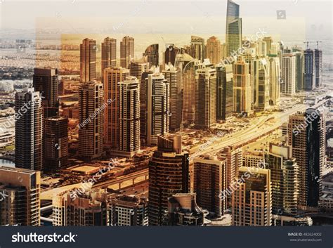 Scenic Panoramic View Modern City Architecture Stock Photo